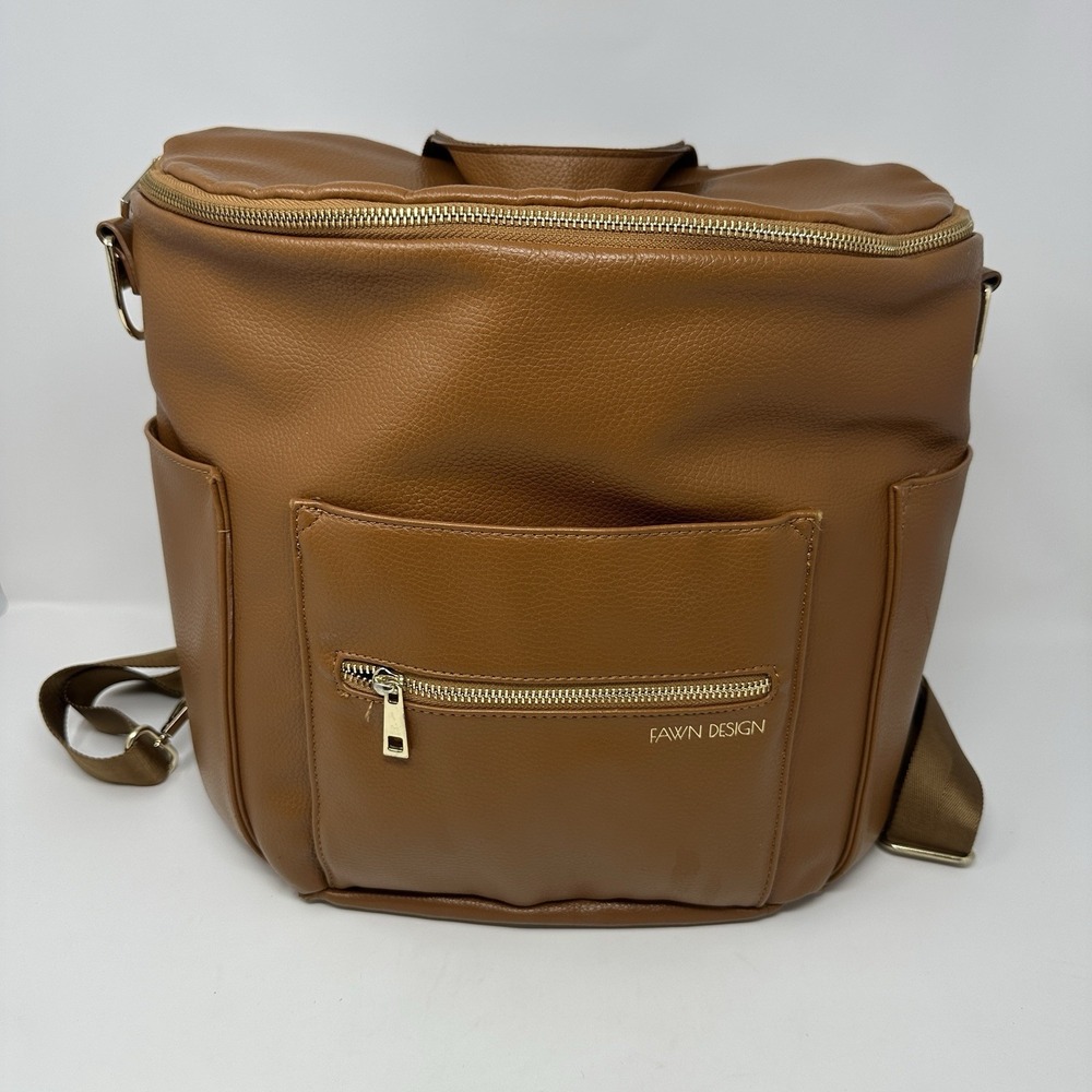 Fawn Design Brown Backpack Diaper Bag W/ Straps Multiple Pocket's Baby Bag